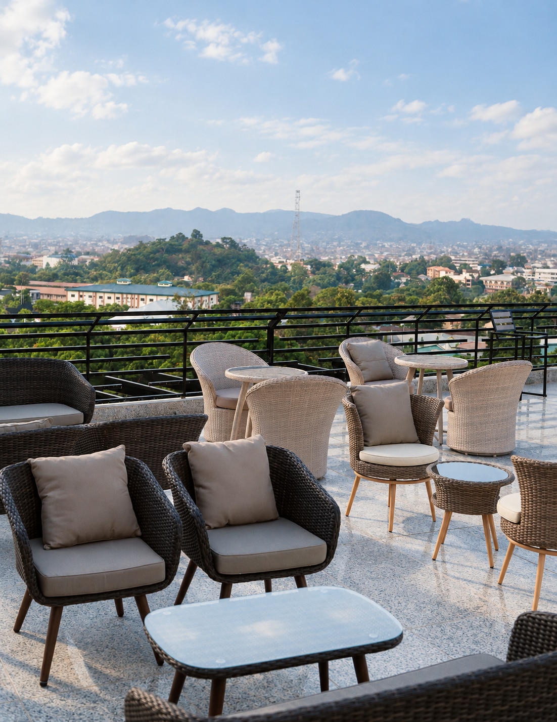 The Skyview Lounge terrace overlooking Jos